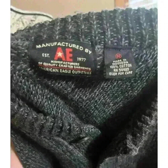 VTG American Eagle Outfitters 1980’s Knit Cotton Sweater Dark Gray Mens Medium - Picture 6 of 7